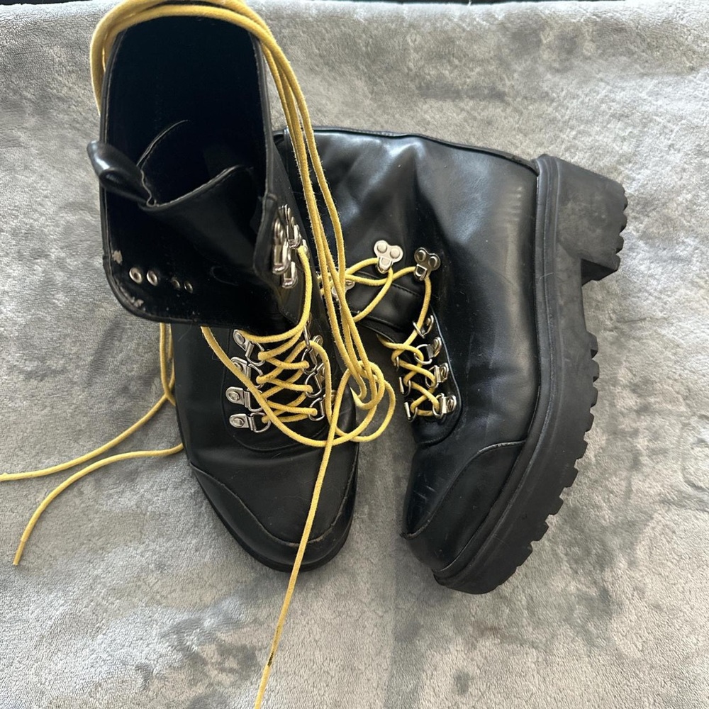 BLK & YELLOW Chunky Combat Boots